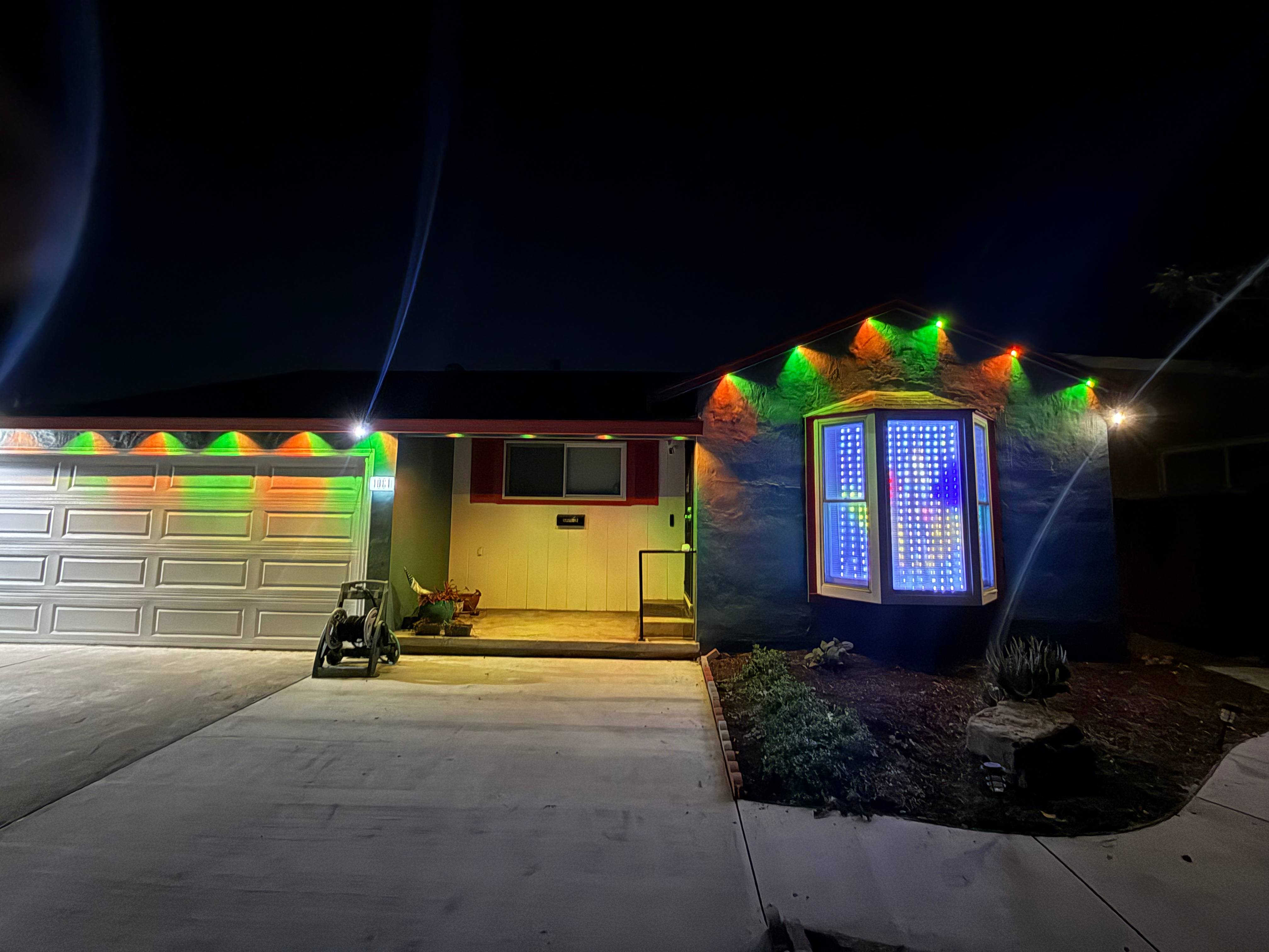 Green and orange gradient permanent lighting display